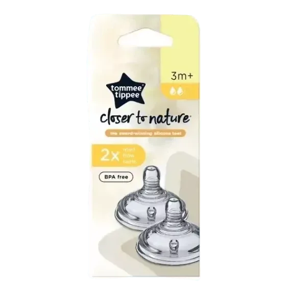 Tommee Tippee Zamjenske  dude  srednjeg  otvora, silikonske, 2 kom., 3+ mjeseci