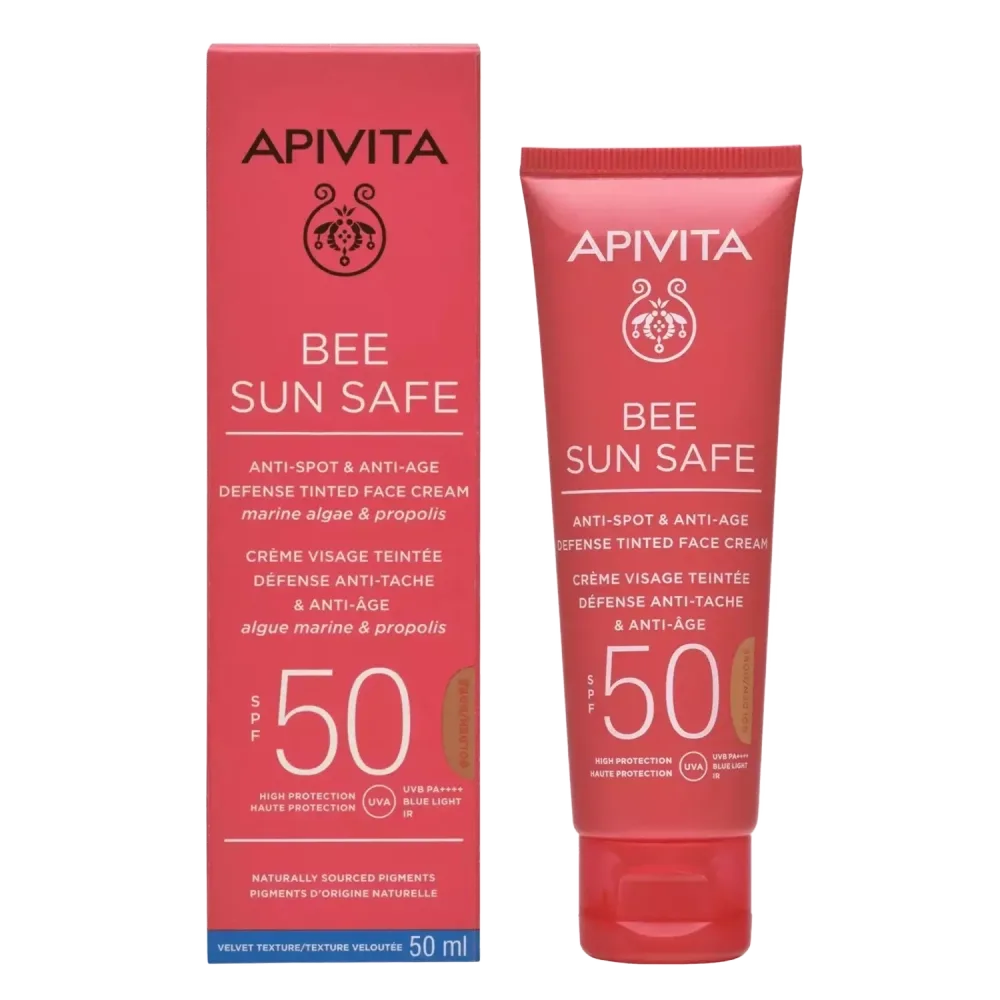 APIVITA Bee Sun Safe golden krema za lice protiv mrlja i starenja SPF50, 50 ml