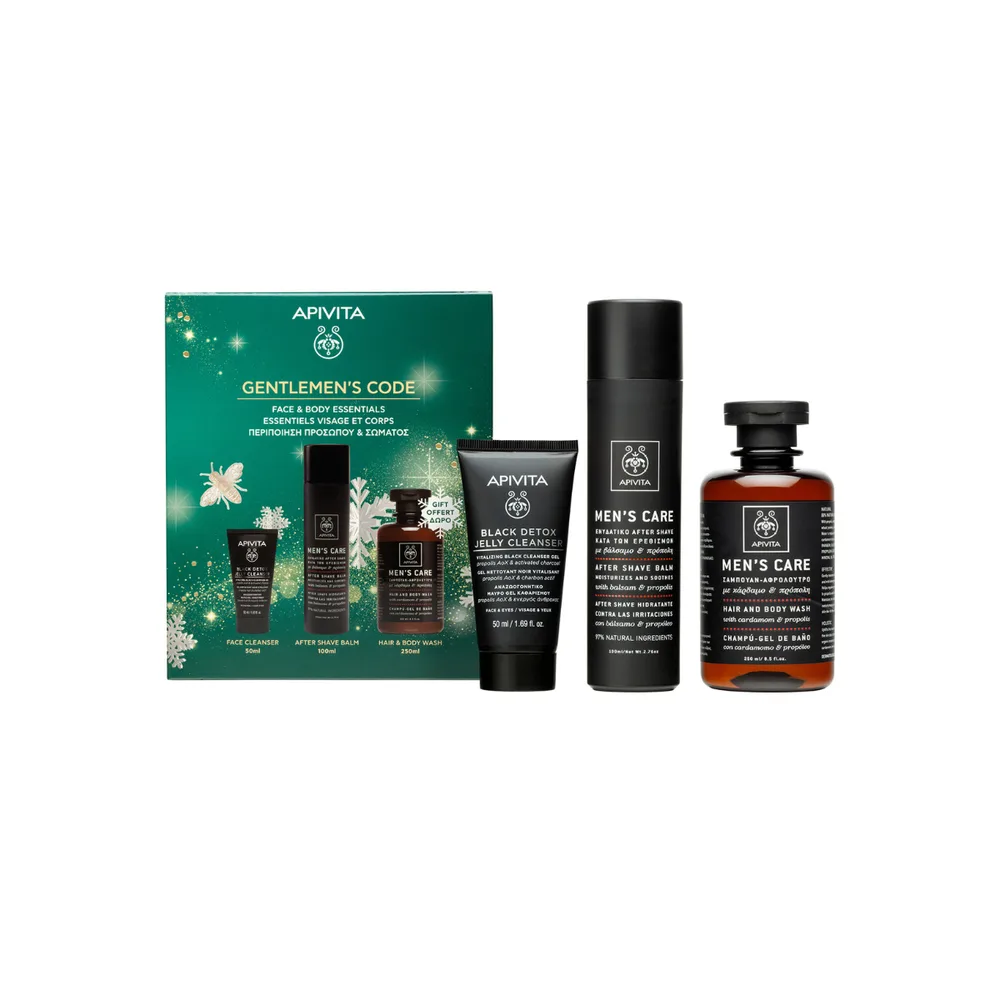 Apivita Set za muškarce (after shave balzam, gel za tuširanje, gel za čišćenje lica)
