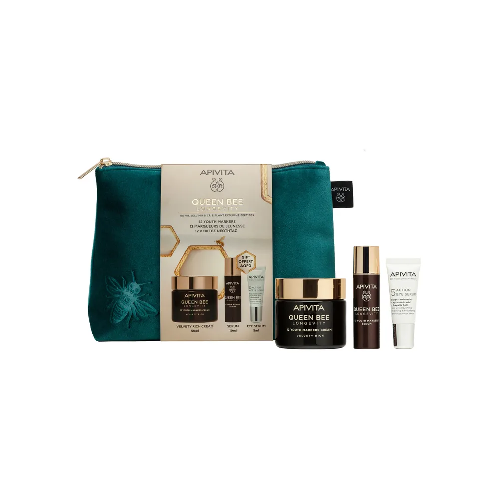 Apivita Set Queen Bee bogata krema + serum + krema za oči